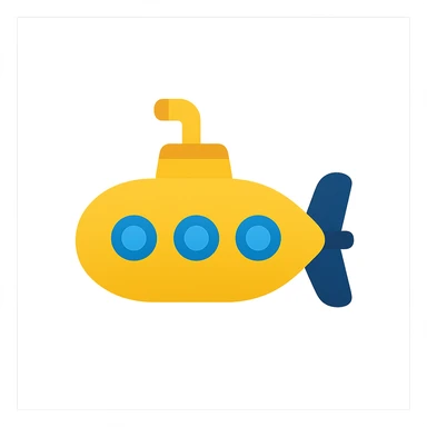 flat submarine icon, bold shapes, limited color palette sticker