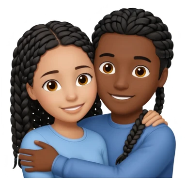 dark, black girl with black braids hugging her white italian boyfriend with straight parted brown hair sticker
