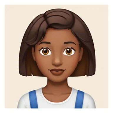 Black woman with short brown hair in a side part with braces  sticker