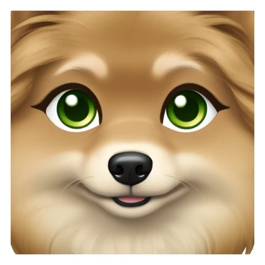 Beautiful girl brown hair light skin green eyes plump lips with Black and tan Pomeranian  sticker