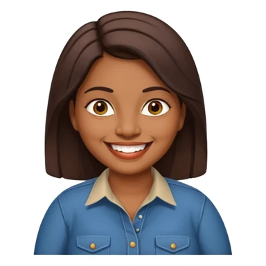 40 yr old chubby Sri Lankan woman, dark skin, straight brown hair, big smile, white teeth, western clothes sticker