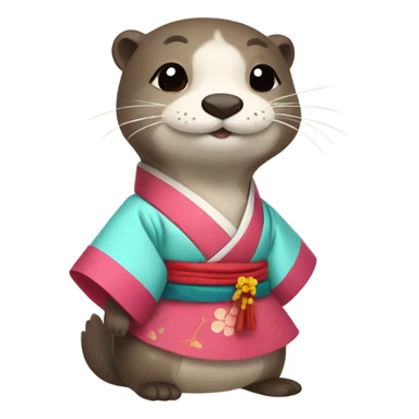 an otter dressed hanbok sticker