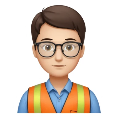 create a realistic emoji showing logistic person planing something sticker