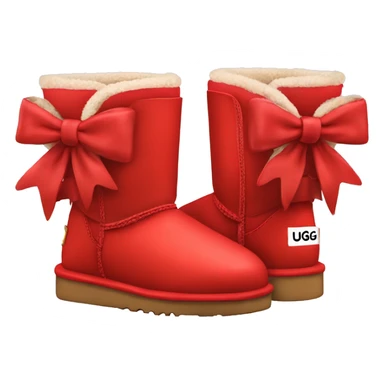 Pair of Red Ugg boots with bows sticker