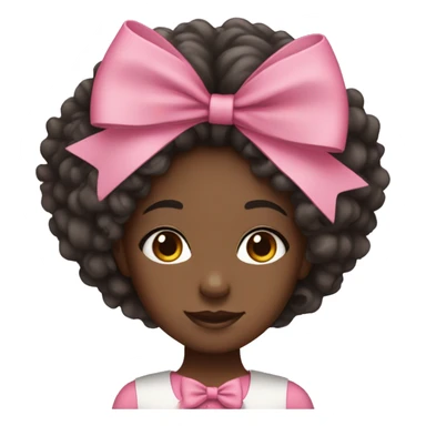black girl with curly hair and a pink bow sticker