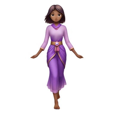 A small figure walks back across a foggy bridge, holding soft pink and purple orbs in each hand—symbolizing compassion and forgiveness. A gentle heart aura trails behind them, showing healing in motion. sticker