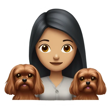 asian girl with long dark wine red hair with lighter yorkshire terrier  sticker