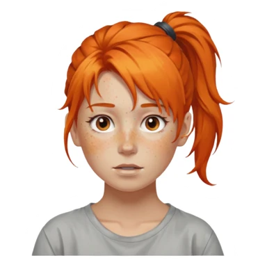 Artist with messy ponytail orange hair sticker