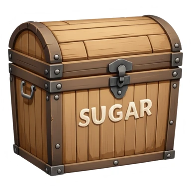 closed chest of sugar labeled sugar sticker