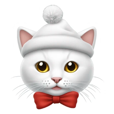 cat white with hat of christmas sticker