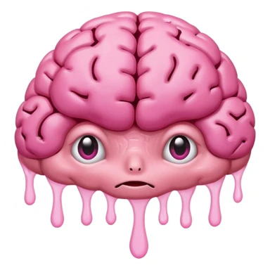 pink brain (without a face) melting into a puddle sticker