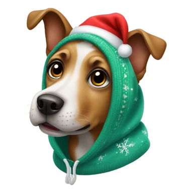 Cute dog wearing a Christmas hoodie sticker