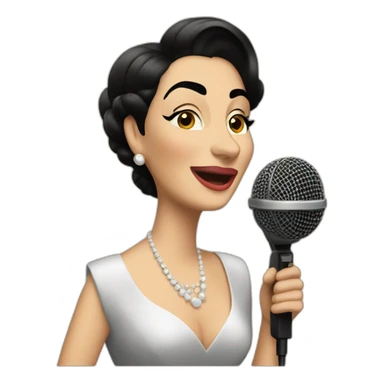 Maria Callas sings with a microphone sticker