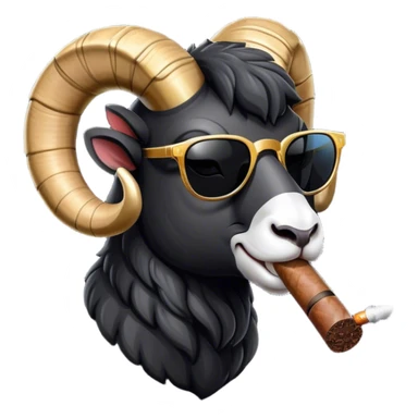 Big Black ram sun glasses head smoking cigar left side wearing ring on the horn  sticker