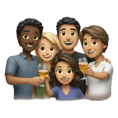 a group of friends toasting sticker