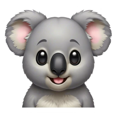 Cinematic Comical Koala Portrait Emoji, Head tilted dramatically with an exaggeratedly amused expression, featuring a quirky grey fur with a comically large black nose and wide, expressive eyes filled with playful disbelief, Simplified yet hilariously expressive features, highly detailed, glowing with a slightly sassy glow, high shine, dramatic yet playful, stylized with an air of cheeky eucalyptus mischief, bright and endearing, soft glowing outline, capturing the essence of a spirited and over‐the‐top koala, so meme‐worthy it feels like it could hug its way into internet fame instantly! sticker