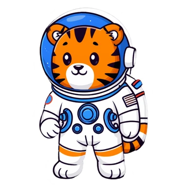 cute tiger cosmonaut sticker