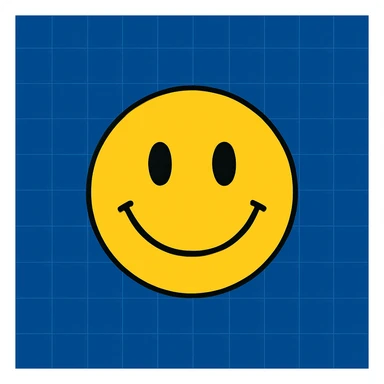 Frame 7: Background is mostly blue, only a little gradient left, grid lines mostly drawn, smiley face unchanged sticker