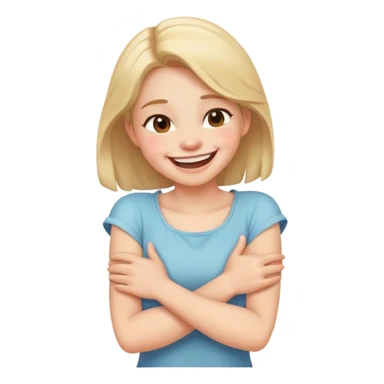 Arms crossed holding neck laughing girl sticker