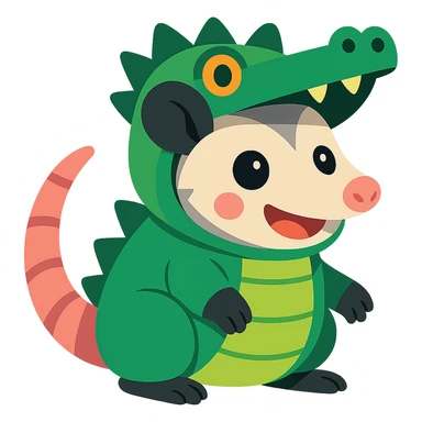 cute cartoon possum dressed up like an alligator sticker