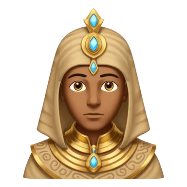 ancient pharaoh sand mage portrait, head and shoulders only, Egyptian-inspired hood collar, gold ornaments, mystical sand swirl, glowing eyes, 3D cartoon, mobile game icon style, clean background, no text, no watermark
 sticker
