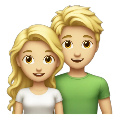 blonde girl and blond boy looking at each other sticker