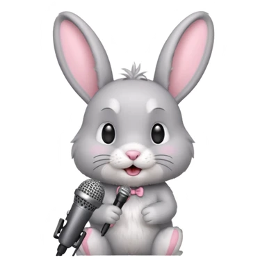 grey bunnie singing to mic sticker