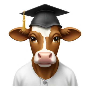Cow with student hat university  sticker