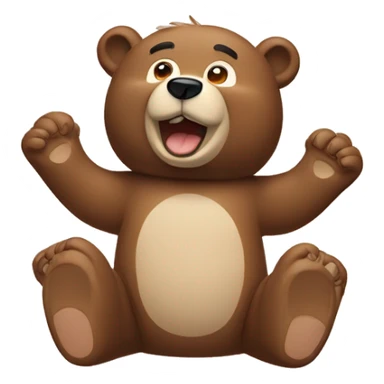 Happy bear with paws up and eyes closed sticker