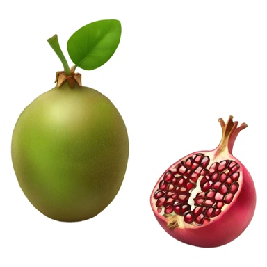 one kiwi and one pomegranate close to each other sticker