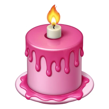 A drawing of a flaming pink candle that could be used at a romantic dinner table. The camera should be isometric at a ultra high angle. sticker