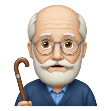 Anciano barba blanca muy larga bastón audifonos sordera lentes  sticker