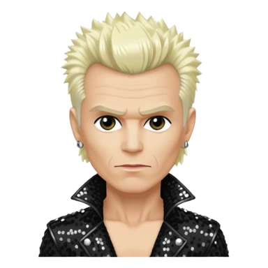 Billy Idol with platinum blonde hair, black sequin outfit sticker