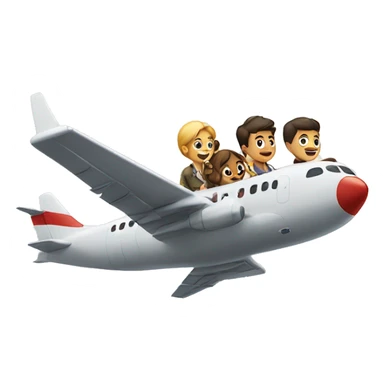 A plane flying with dog on the top of it and five people sticker