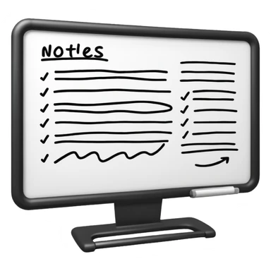 Whiteboard with wobbly lines indicating written notes sticker