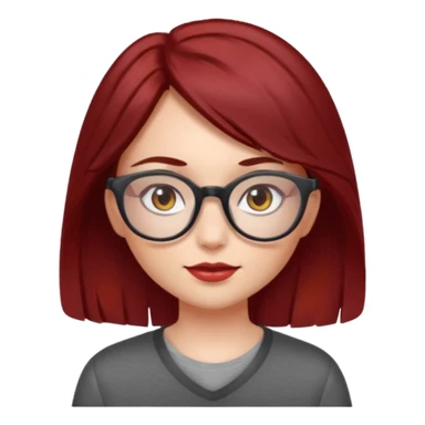 A sun kissed girl with dark red hair and grey eyes and glasses sticker