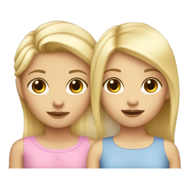 Short blond hair girl with another long blond girl sticker