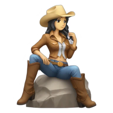 Anime cowgirl position statue sticker
