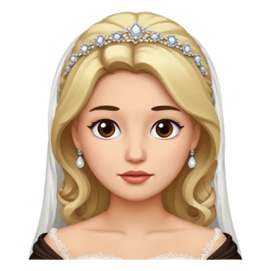 White tanned skin bride with dark brown hair mixed with blonde with a chin on her face sticker