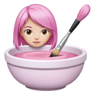 bowl of pastel hair dye with a brush nearby, iOS Apple emoji style sticker
