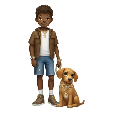 boys with dog and jewelry sticker