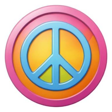A round hippie colored button with a peace sign in the center sticker