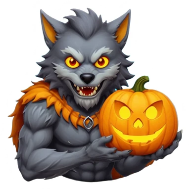 werewold with pumpkin  sticker