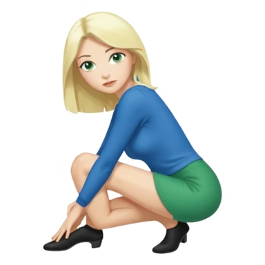 King, black Hair, blue eyes, whole body, Woman, blonde, green eyes, bending knees sticker