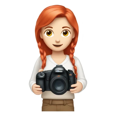 A white girl with red hair ￼and a camera in her heands  sticker