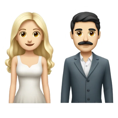 Hungarian couple a black hair  with mustache boyfriend and blonde girlfriend both have brown eyes sticker