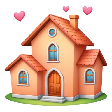 peach color home with hearts around sticker