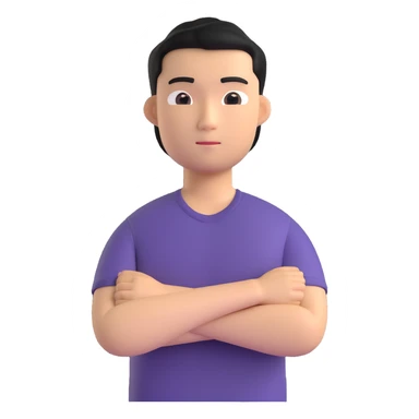 asian guy, arms crossed sticker