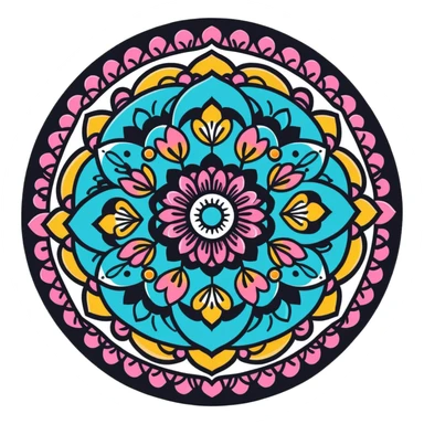 mandala with floral and bead detailing sticker