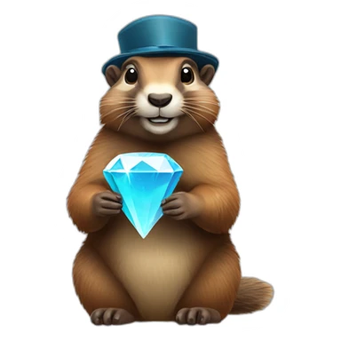 A marmot with a diamond in his hand sticker